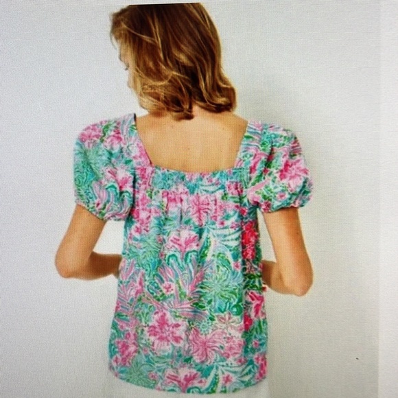Lilly Pulitzer nesting shirt sleeve linen blouse size 12 - Picture 7 of 7